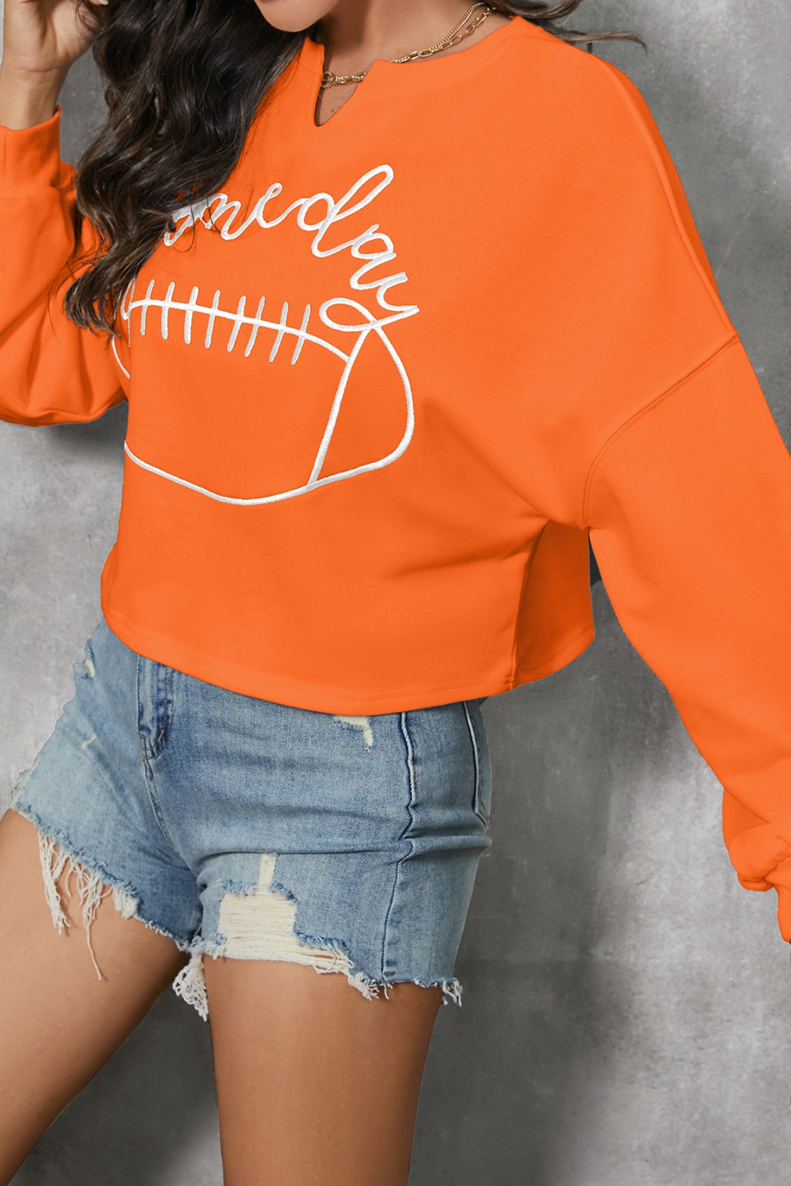 Game Day Football Graphic Notched Sweatshirt - Whimsical Appalachian Boutique