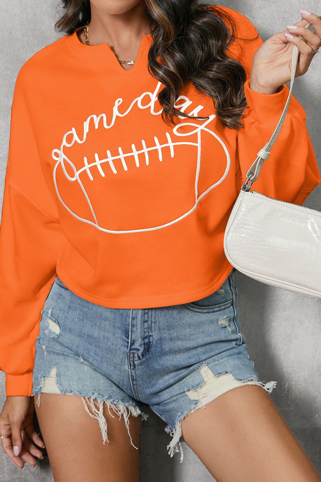 Game Day Football Graphic Notched Sweatshirt - Whimsical Appalachian Boutique