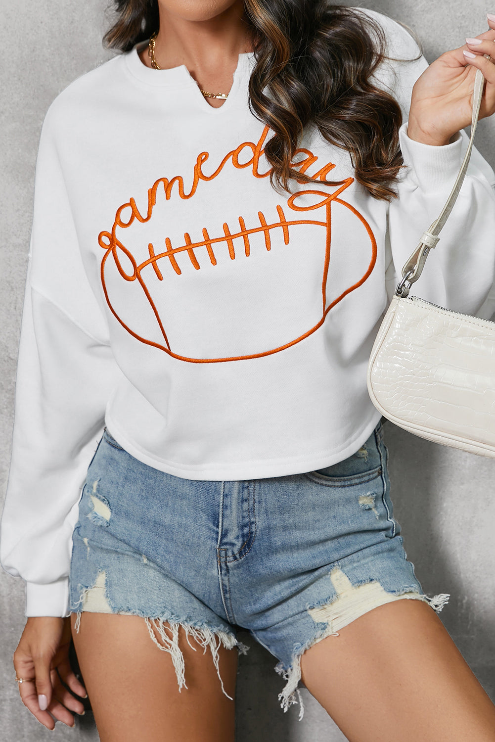 Game Day Football Graphic Notched Sweatshirt - Whimsical Appalachian Boutique