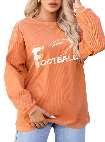 Ribbed Crewneck Football Sweatshirt - Whimsical Appalachian Boutique