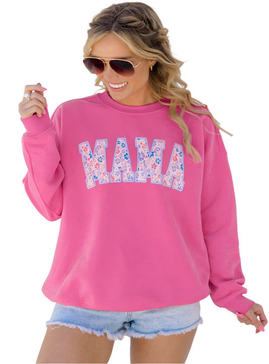 Floral Mama Embroidered Graphic Pullover Sweatshirt