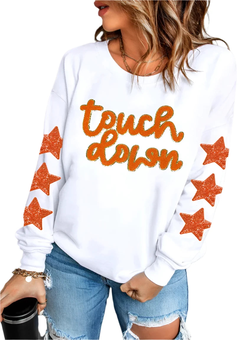 Touchdown Football Sweatshirt with Glitter Stars