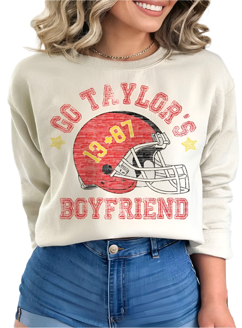 Go Taylor's Boyfriend Football Graphic Sweatshirt - Whimsical Appalachian Boutique