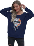 Leopard Lips Lightning Bolt Print Pullover Sweatshirt - Whimsical Appalachian Boutique