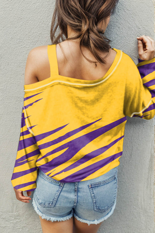 Off-Shoulder Tiger Graphic Sweatshirt - Whimsical Appalachian Boutique