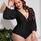 Plus Size Balloon Sleeve One-Piece Swimsuit - Whimsical Appalachian Boutique