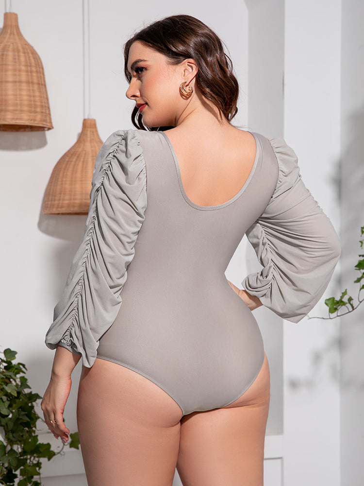 Plus Size Balloon Sleeve One-Piece Swimsuit - Whimsical Appalachian Boutique