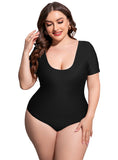 Plus Size Short Sleeve One-Piece Swimsuit - Whimsical Appalachian Boutique