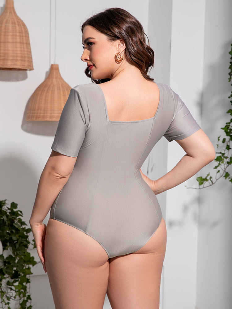 Plus Size Short Sleeve One-Piece Swimsuit - Whimsical Appalachian Boutique