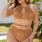 Plus Size Cutout Tied Backless Bikini Set - Whimsical Appalachian Boutique