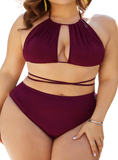 Plus Size Cutout Tied Backless Bikini Set - Whimsical Appalachian Boutique