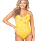 Yellow Polka Dot Women's Spaghetti Strap Swimsuit - Whimsical Appalachian Boutique