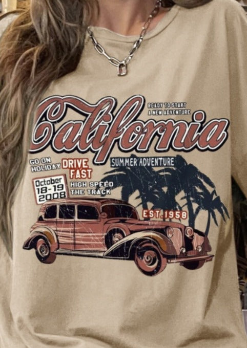 Vintage California Car Graphic T-Shirt - Whimsical Appalachian Boutique