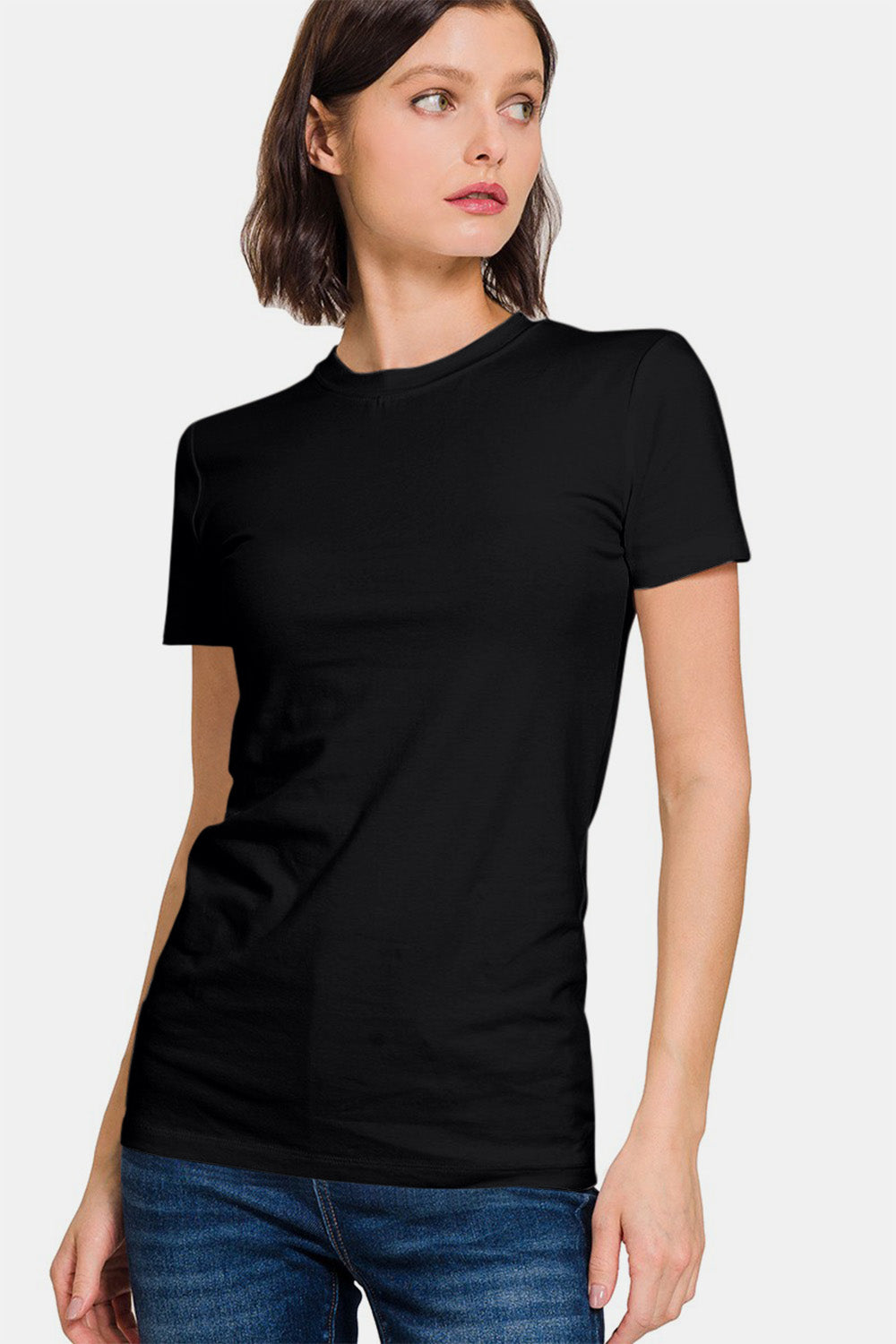 Black Short Sleeve Crew Neck Tee