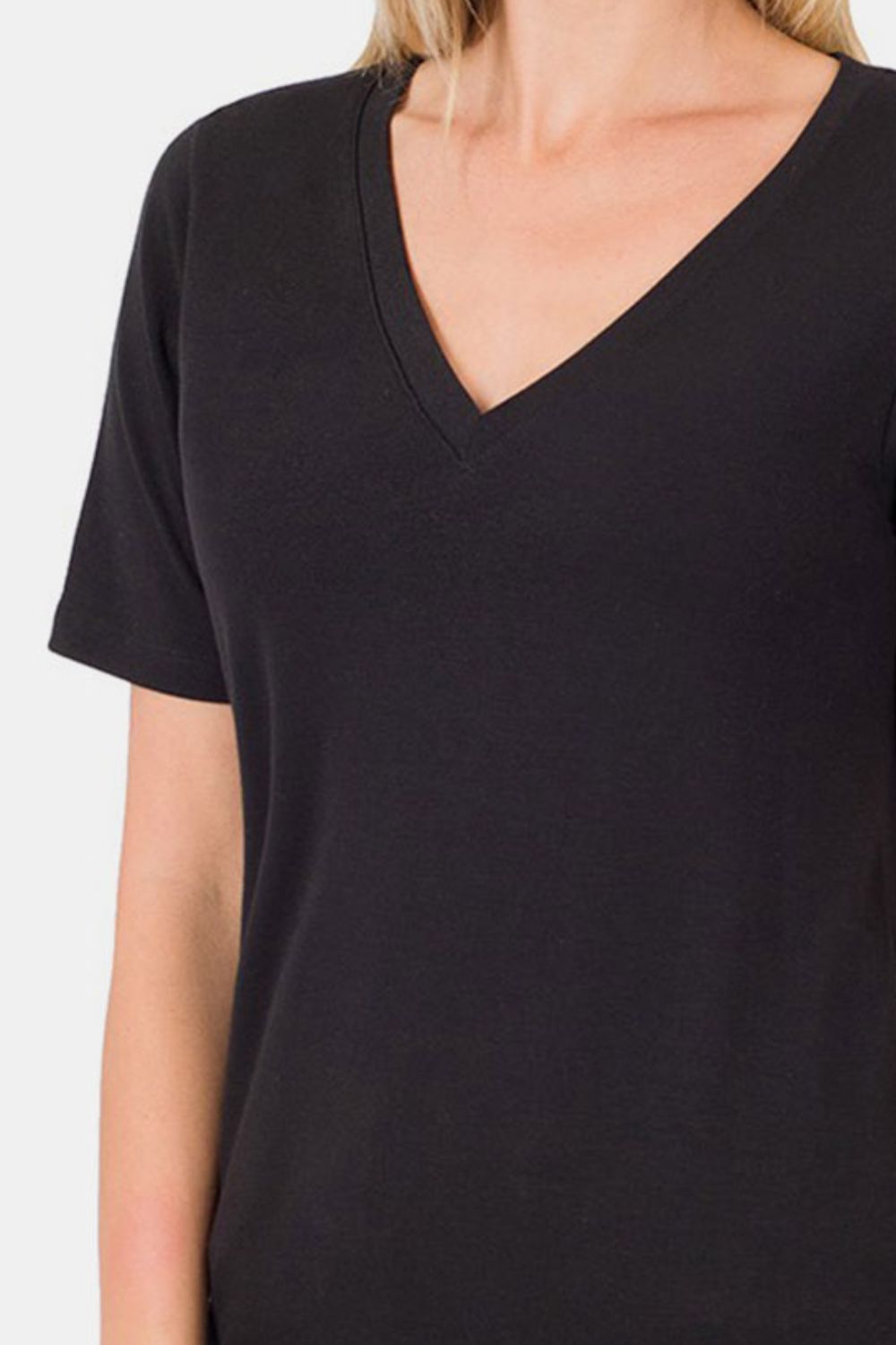 Black V-Neck Short Sleeve T-Shirt