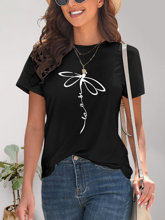 Let It Be Dragonfly Graphic Short Sleeve T-Shirt - Whimsical Appalachian Boutique