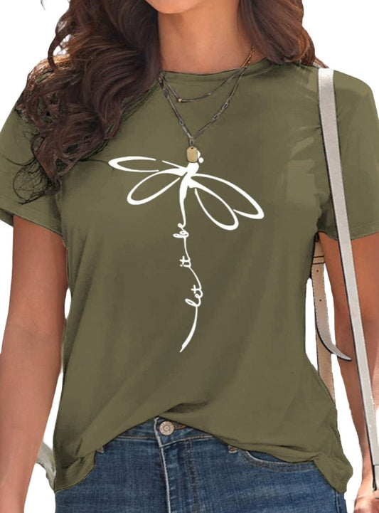 Let It Be Dragonfly Graphic Short Sleeve T-Shirt - Whimsical Appalachian Boutique