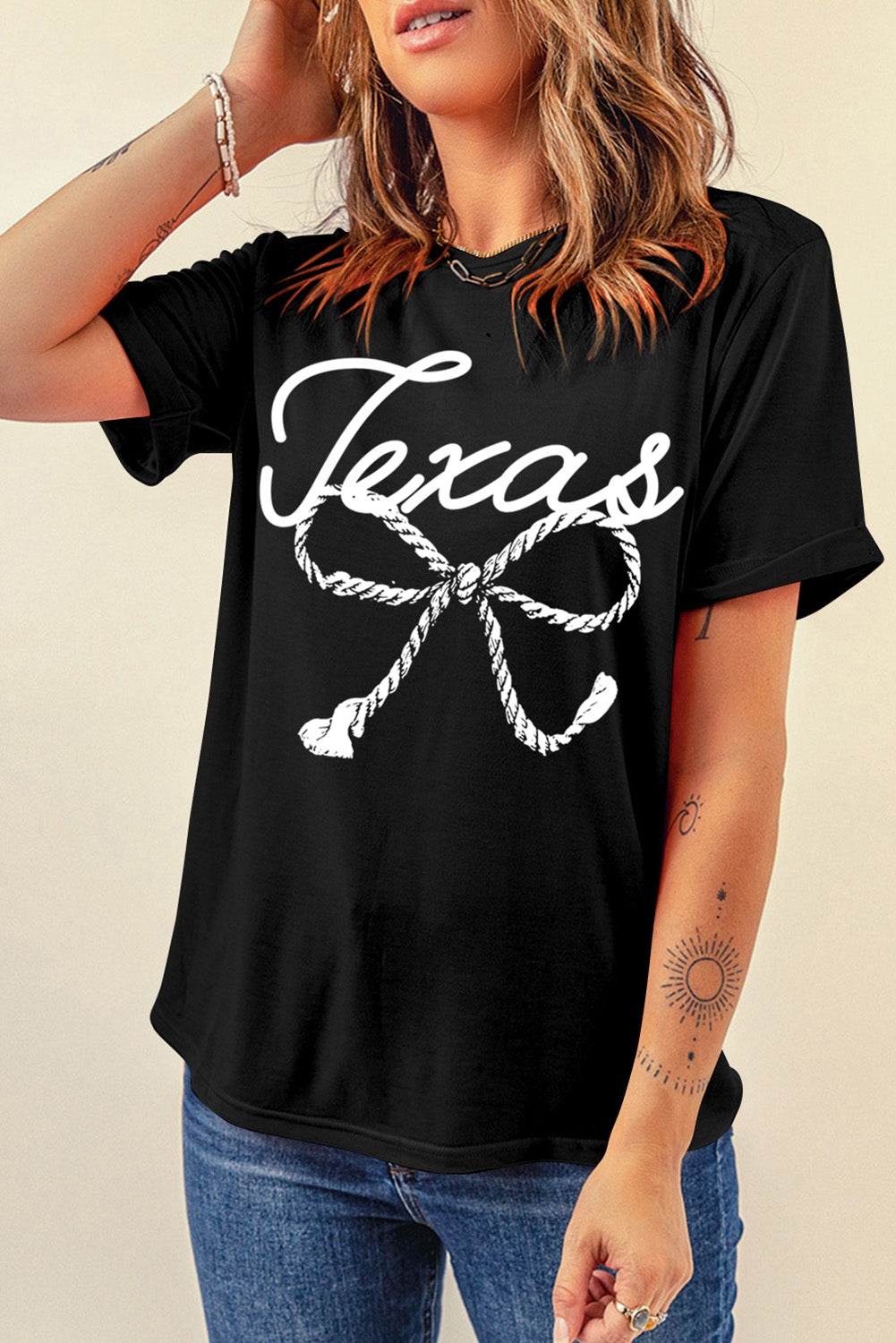 Texas Rope Bowknot Graphic Tee - Whimsical Appalachian Boutique