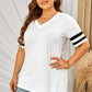 Plus Size Striped V-Neck Tee Shirt - Whimsical Appalachian Boutique