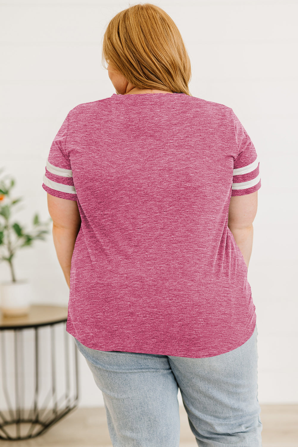 Plus Size Striped V-Neck Tee Shirt - Whimsical Appalachian Boutique