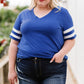 Plus Size Striped V-Neck Tee Shirt - Whimsical Appalachian Boutique