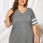 Plus Size Striped V-Neck Tee Shirt - Whimsical Appalachian Boutique