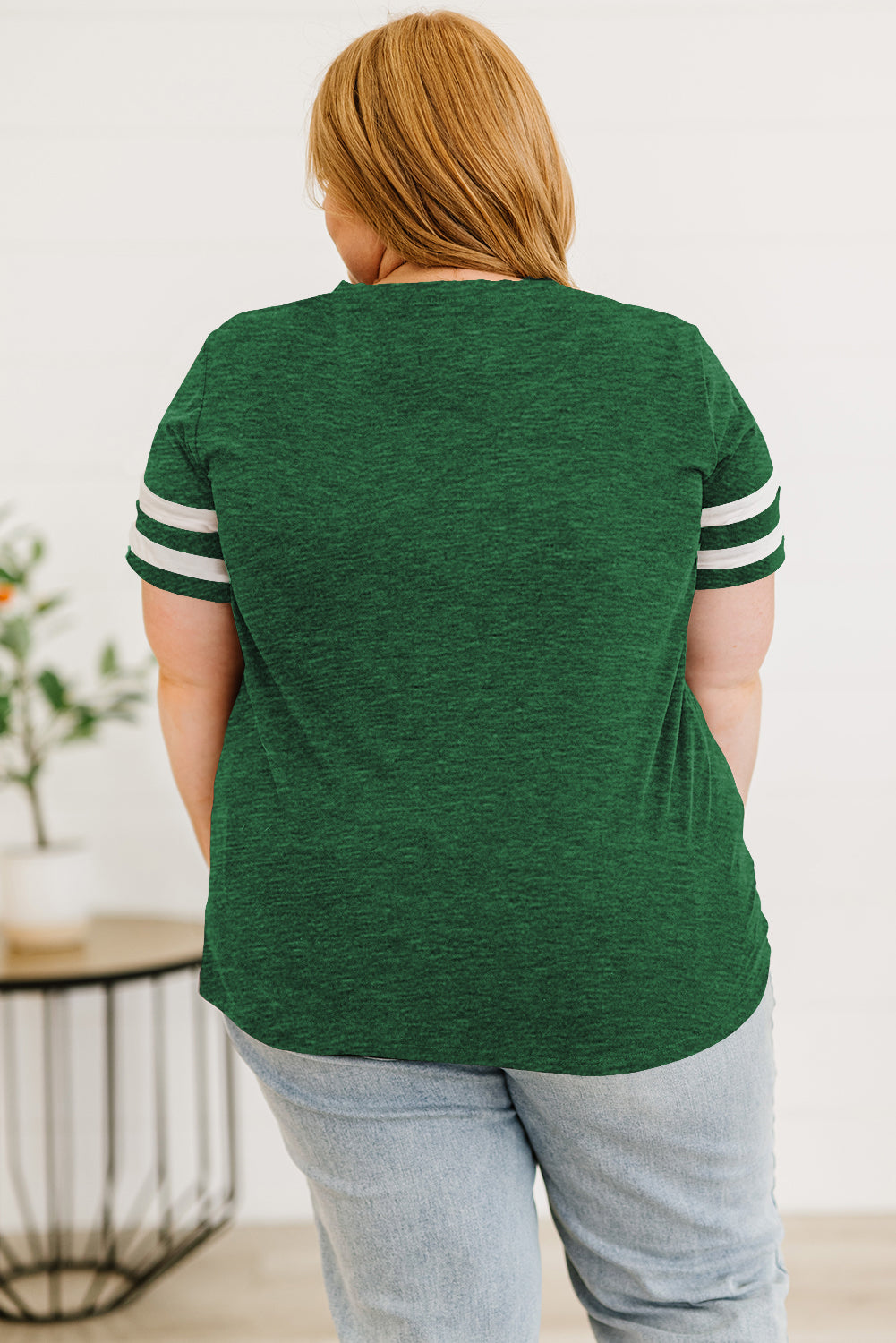 Plus Size Striped V-Neck Tee Shirt - Whimsical Appalachian Boutique