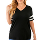 Plus Size Striped V-Neck Tee Shirt - Whimsical Appalachian Boutique