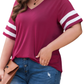 Plus Size Striped V-Neck Tee Shirt - Whimsical Appalachian Boutique