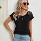 Lace Detail Round Neck Short Sleeve T-Shirt - Whimsical Appalachian Boutique