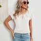 Lace Detail Round Neck Short Sleeve T-Shirt - Whimsical Appalachian Boutique