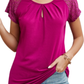 Lace Detail Round Neck Short Sleeve T-Shirt - Whimsical Appalachian Boutique