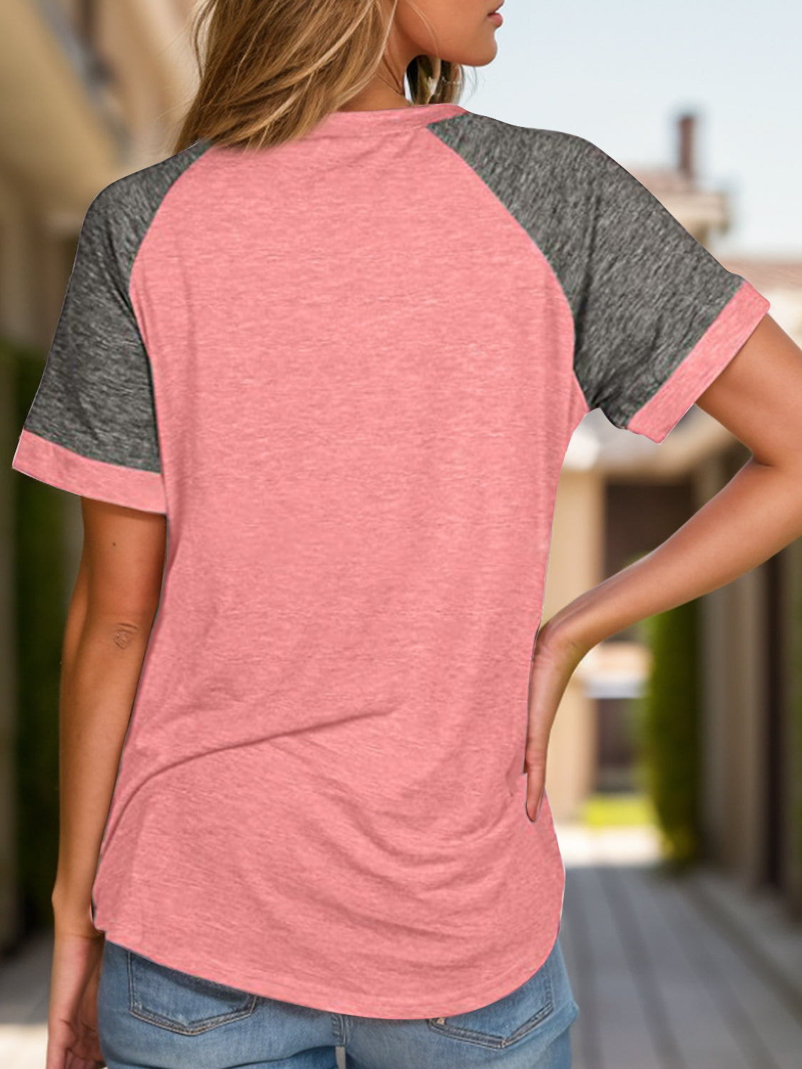 Color Block Raglan Sleeve Tee