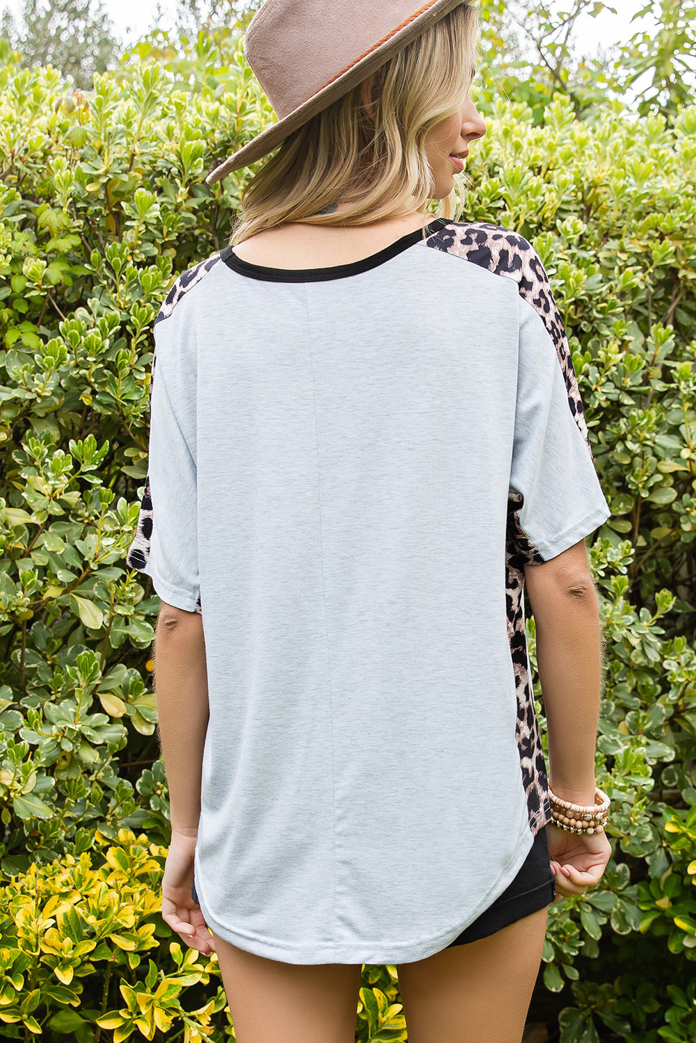 Leopard Bow Round Neck Half Sleeve T-Shirt - Whimsical Appalachian Boutique