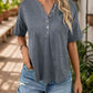 Notched Dropped Shoulder Half Sleeve T-Shirt - Whimsical Appalachian Boutique