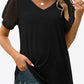 Swiss Dot Puff Sleeve V-Neck Tee - Whimsical Appalachian Boutique