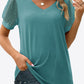 Swiss Dot Puff Sleeve V-Neck Tee - Whimsical Appalachian Boutique