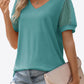 Swiss Dot Puff Sleeve V-Neck Tee - Whimsical Appalachian Boutique