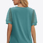 Swiss Dot Puff Sleeve V-Neck Tee - Whimsical Appalachian Boutique