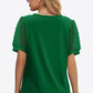 Swiss Dot Puff Sleeve V-Neck Tee - Whimsical Appalachian Boutique