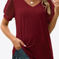 Swiss Dot Puff Sleeve V-Neck Tee - Whimsical Appalachian Boutique