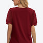 Swiss Dot Puff Sleeve V-Neck Tee - Whimsical Appalachian Boutique