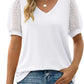 Swiss Dot Puff Sleeve V-Neck Tee - Whimsical Appalachian Boutique