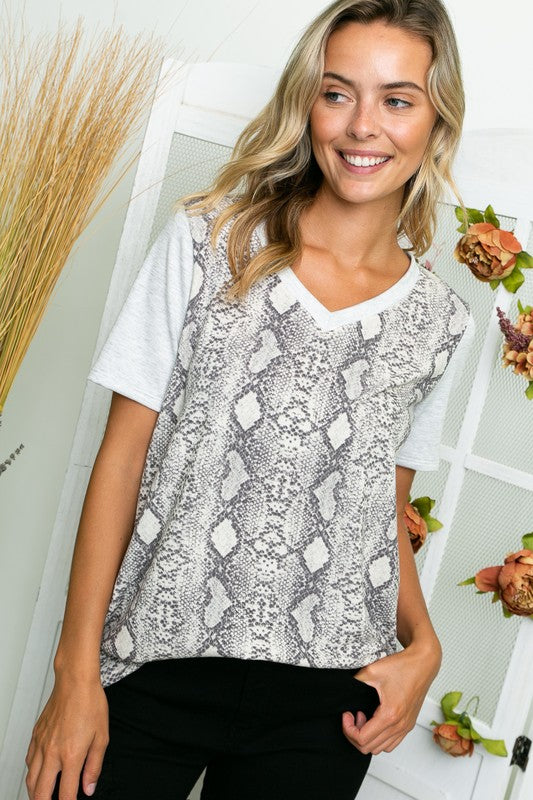 Plus Size Snakeskin Print Tee - Whimsical Appalachian Boutique