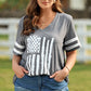 Plus Size US Flag Graphic V-Neck Tee - Whimsical Appalachian Boutique