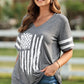 Plus Size US Flag Graphic V-Neck Tee - Whimsical Appalachian Boutique