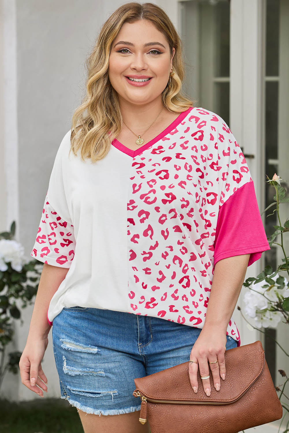 Plus Size Leopard V-Neck T-Shirt - Whimsical Appalachian Boutique