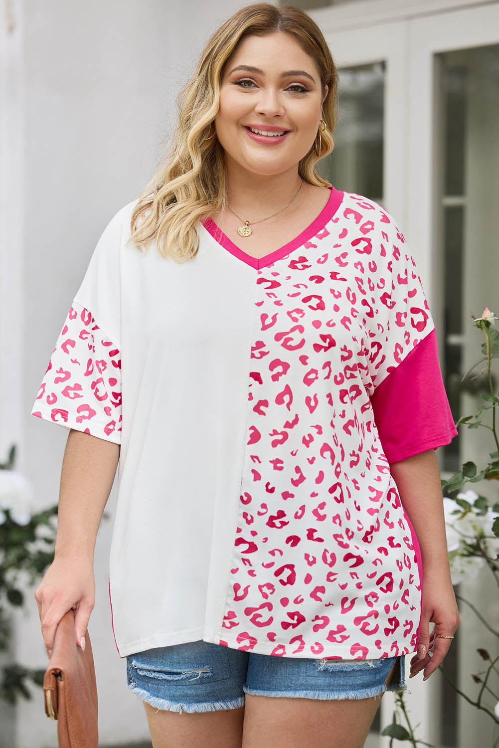 Plus Size Leopard V-Neck T-Shirt - Whimsical Appalachian Boutique