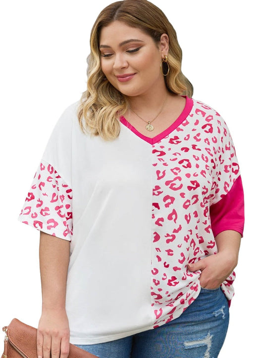 Plus Size Leopard V-Neck T-Shirt - Whimsical Appalachian Boutique