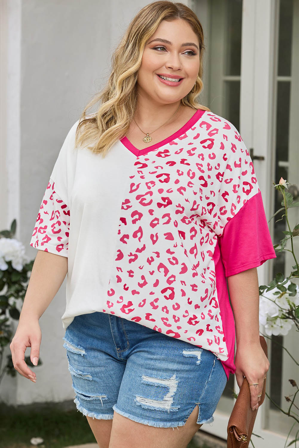 Plus Size Leopard V-Neck T-Shirt - Whimsical Appalachian Boutique